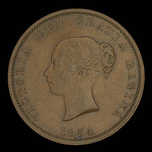 Canada, Province du Nouveau-Brunswick, 1/2 penny : 1854