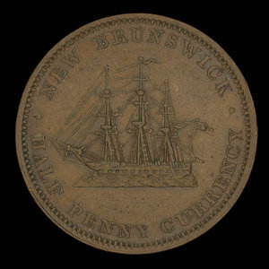 Canada, Province du Nouveau-Brunswick, 1/2 penny : 1854