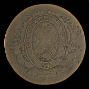 Canada, Banque de Montréal, 1/2 penny : 1838