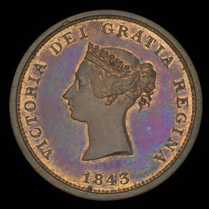 Canada, Province du Nouveau-Brunswick, 1 penny : 1843