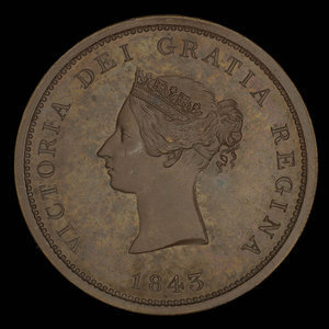 Canada, Province du Nouveau-Brunswick, 1 penny : 1843