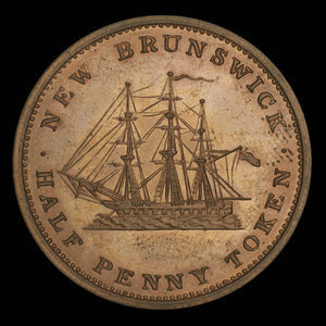 Canada, Province du Nouveau-Brunswick, 1/2 penny : 1843