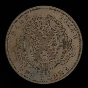 Canada, Banque de Montréal, 1 penny : 1842