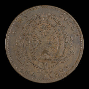 Canada, Banque de Montréal, 1 penny : 1842