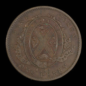 Canada, Banque de Montréal, 1 penny : 1842