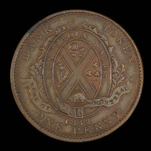 Canada, Banque de Montréal, 1 penny : 1842