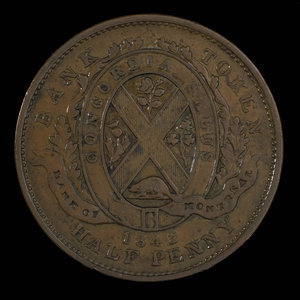 Canada, Banque de Montréal, 1/2 penny : 1842