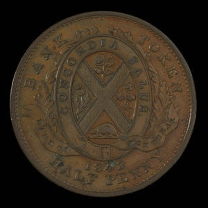 Canada, Banque de Montréal, 1/2 penny : 1842