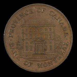 Canada, Banque de Montréal, 1/2 penny : 1844