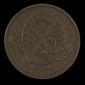 Canada, Banque de Montréal, 1/2 penny : 1844