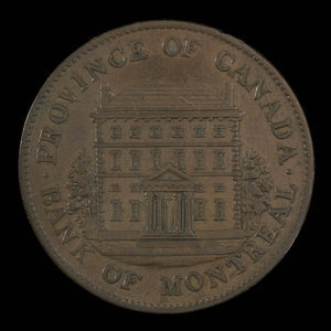 Canada, Banque de Montréal, 1/2 penny : 1844