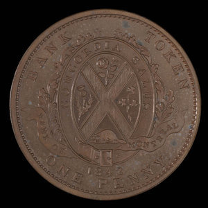 Canada, Banque de Montréal, 1 penny : 1842