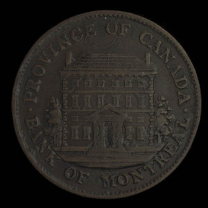 Canada, Banque de Montréal, 1/2 penny : 1844