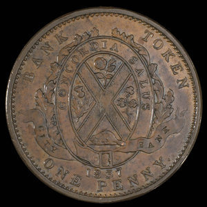 Canada, Banque de la Cité, 1 penny : 1837