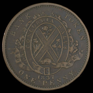 Canada, Banque de la Cité, 1 penny : 1837