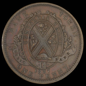 Canada, Banque de Québec, 1 penny : 1837