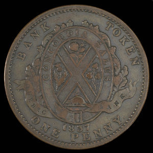 Canada, Banque de Québec, 1 penny : 1837