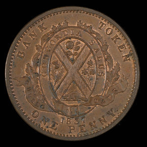 Canada, Banque de Québec, 1 penny : 1837