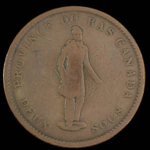 Canada, Banque de Québec, 1 penny : 1837