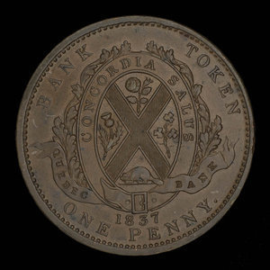 Canada, Banque de Québec, 1 penny : 1837