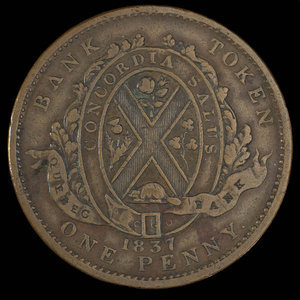 Canada, Banque de Québec, 1 penny : 1837