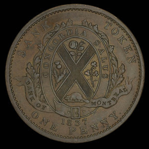 Canada, Banque de Montréal, 1 penny : 1837