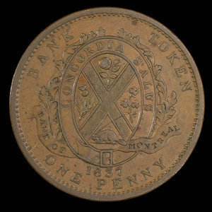 Canada, Banque de Montréal, 1 penny : 1837