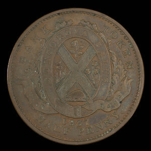 Canada, Banque de la Cité, 1/2 penny : 1837