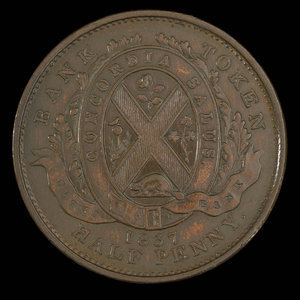 Canada, Banque de la Cité, 1/2 penny : 1837