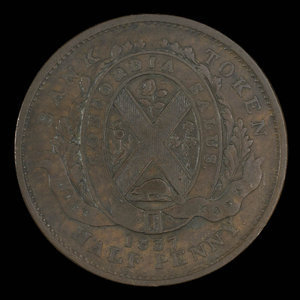 Canada, Banque de la Cité, 1/2 penny : 1837