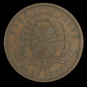 Canada, Banque de la Cité, 1/2 penny : 1837