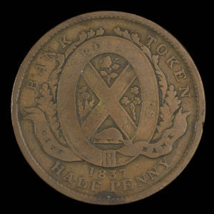 Canada, Banque de la Cité, 1/2 penny : 1837