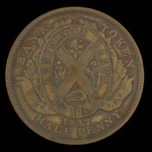 Canada, Banque de la Cité, 1/2 penny : 1837