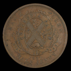 Canada, Banque de la Cité, 1/2 penny : 1837