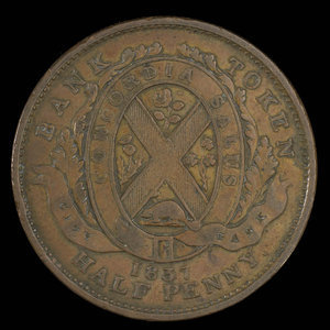 Canada, Banque de la Cité, 1/2 penny : 1837