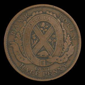 Canada, Banque de la Cité, 1/2 penny : 1837