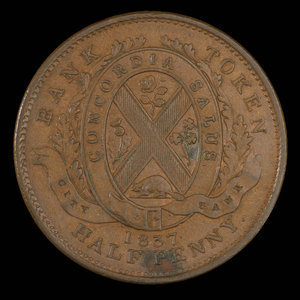 Canada, Banque de la Cité, 1/2 penny : 1837