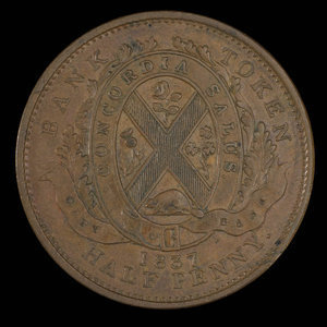 Canada, Banque de la Cité, 1/2 penny : 1837