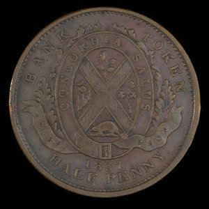 Canada, Banque de la Cité, 1/2 penny : 1837