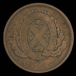 Canada, Banque de la Cité, 1/2 penny : 1837