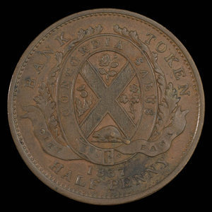 Canada, Banque de la Cité, 1/2 penny : 1837