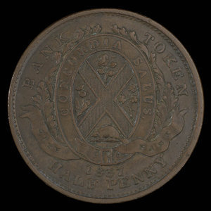 Canada, Banque de la Cité, 1/2 penny : 1837