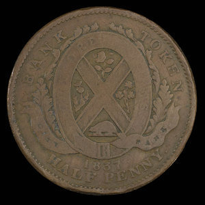 Canada, Banque de la Cité, 1/2 penny : 1837