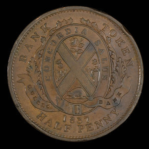 Canada, Banque de Québec, 1/2 penny : 1837