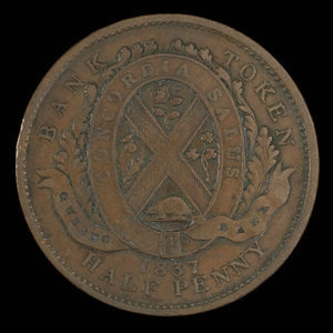 Canada, Banque de Québec, 1/2 penny : 1837