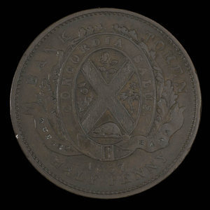 Canada, Banque de Québec, 1/2 penny : 1837