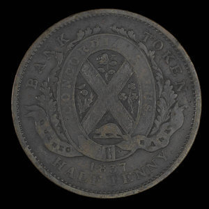 Canada, Banque de Québec, 1/2 penny : 1837