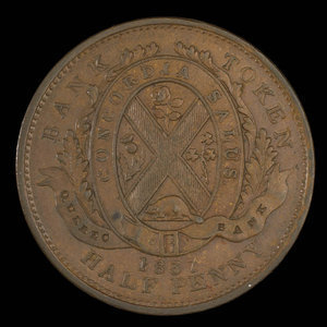 Canada, Banque de Québec, 1/2 penny : 1837