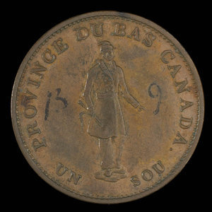 Canada, Banque de Québec, 1/2 penny : 1837