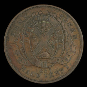 Canada, Banque de Québec, 1/2 penny : 1837